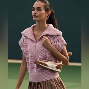 NWOT Varley Mila Half-Zip Polo Knit Vest - Size Medium